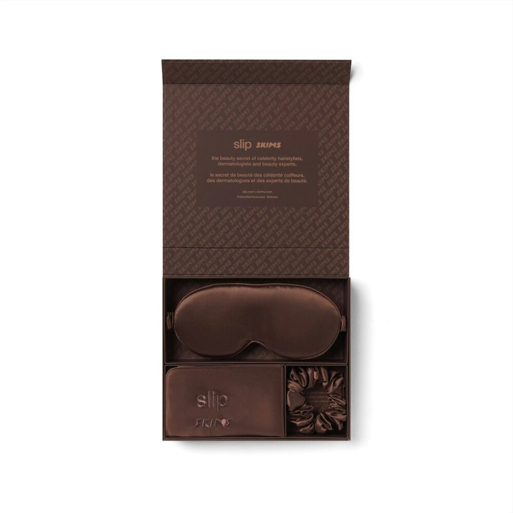 NEW Slip x SKIMS Pure Silk Signature Gift Set in Cocoa Brown